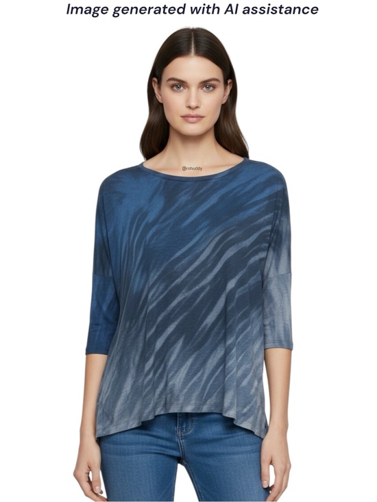 Hard Tail Tops - Hard Tail Forever L blue tie-dye 3/4 sleeve slouchy tee